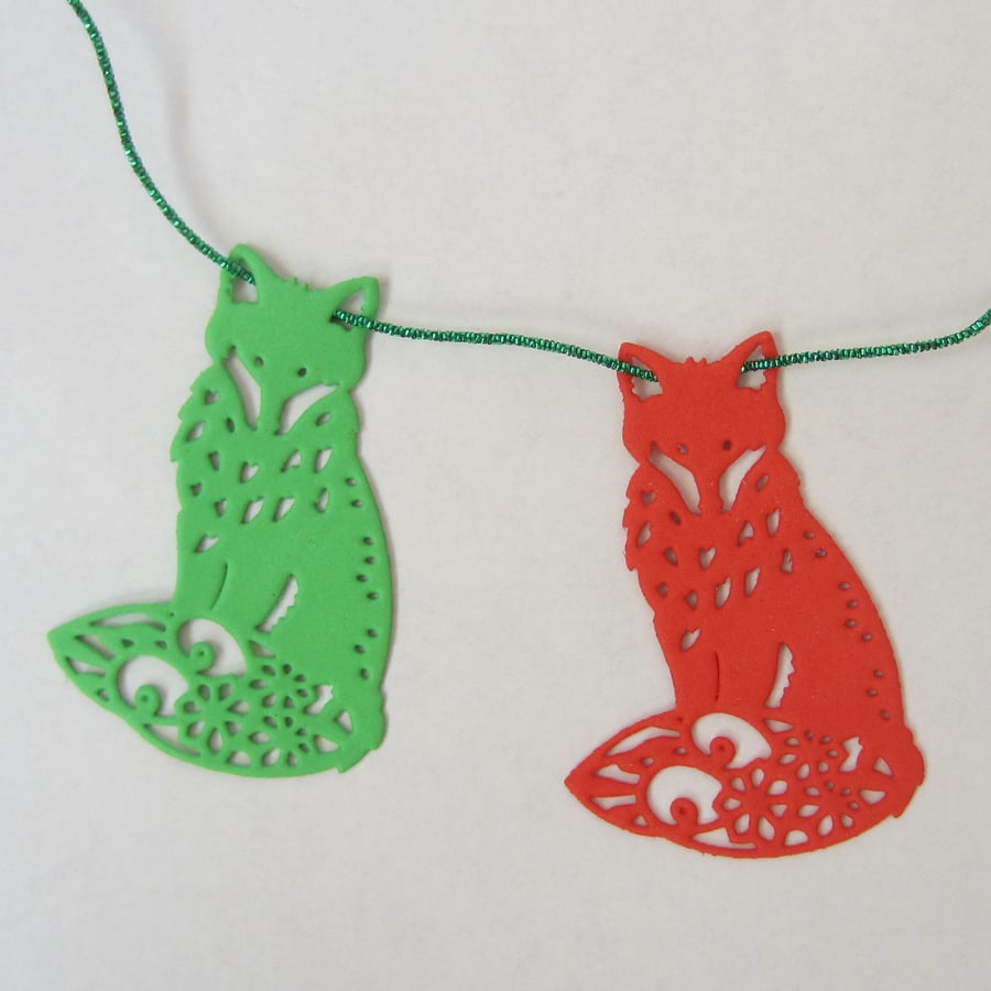Christmas Red and Green Foam Fox Bunting