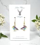 Charm Earrings - 3D Bird - Purple and Blue