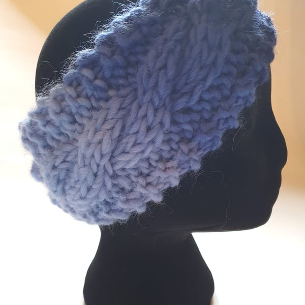 Cable-knit headband in shades of blue - last ones for the year - on sale