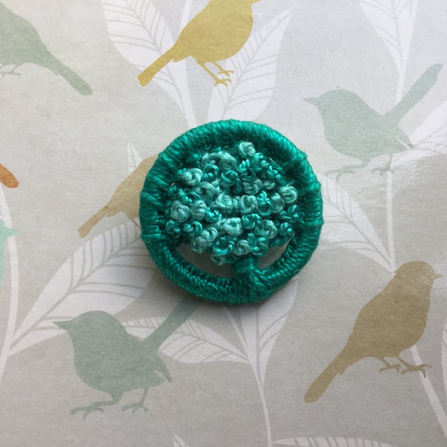 Dorset Button Brooch in Shades of Turquoise