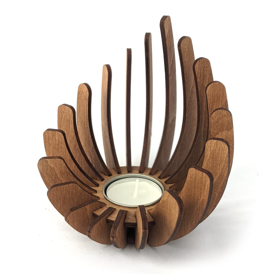 Unique Wooden Tealight Candle Holder. Perfect Christmas Gift, Stylish Home Decor