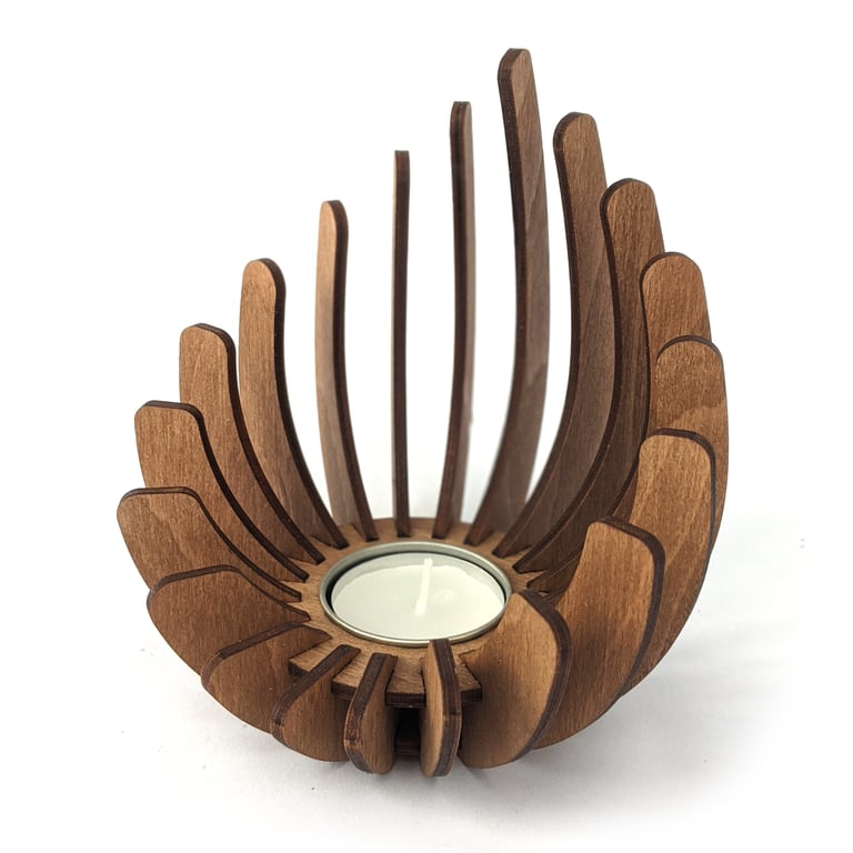 Unique Wooden Tealight Candle Holder. Perfect Christmas Gift, Stylish Home Decor
