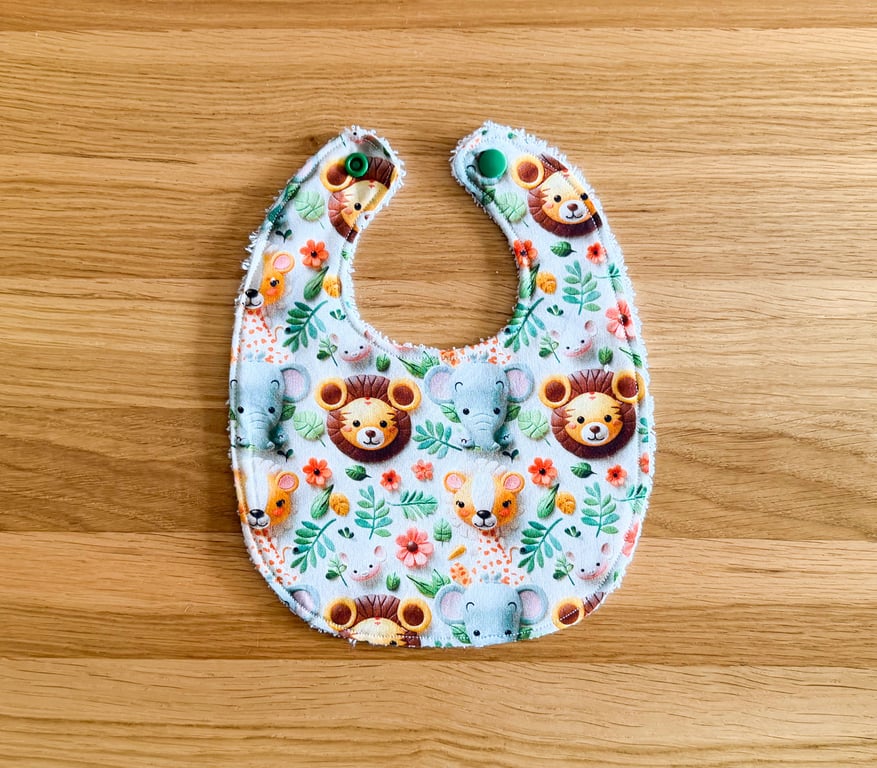 Newborn Baby Bib Lion-Elephant Design Grey 0-3 months. Baby Bib-NBB07