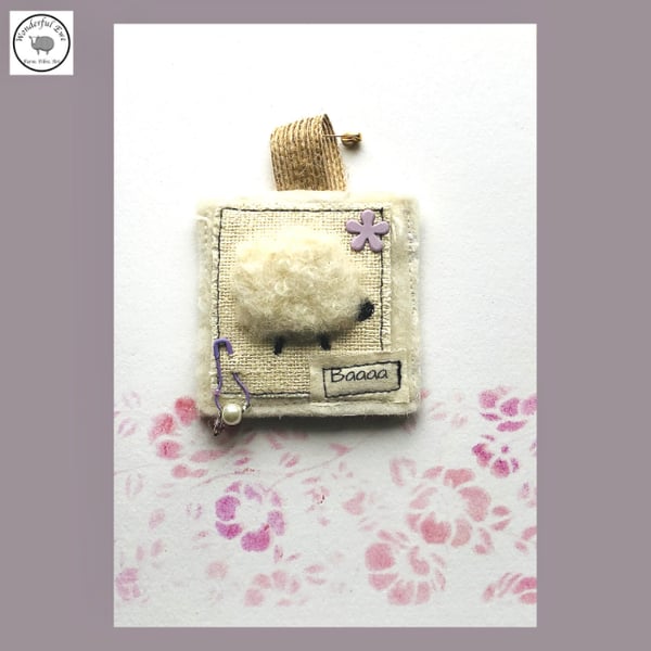 Felt sheep mini collage accessory bag charm brooch greeting card letterbox gift