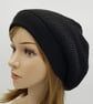 Handmade women's baggy beanie hat, black beret, knitted tam, black hat - Image 4