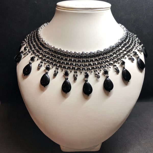 Obsidian Collar Necklace, handmade