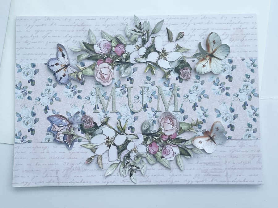 Blossoms and butterflies Mum Mothers day card