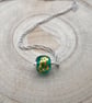 green and gold leaf glass pendant necklace - Image 2