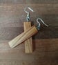 Handmade Wooden Earrings - Long Geometric Rectangles in Olive Wood