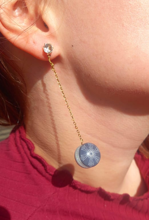 Dropping Snowflake Globe Earring Diamond Stud Earrings