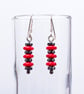 Hematite and Red bead sterling silver earrings - Image 3