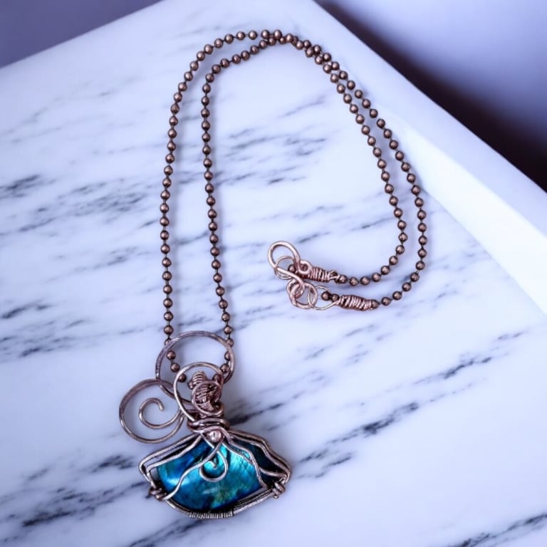 Oxidised Copper Eye of Horus Pendant Necklace - Gift for her, spiritual 
