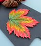 Handmade clay autumn leaf coaster, colourful nature home decor - Image 2