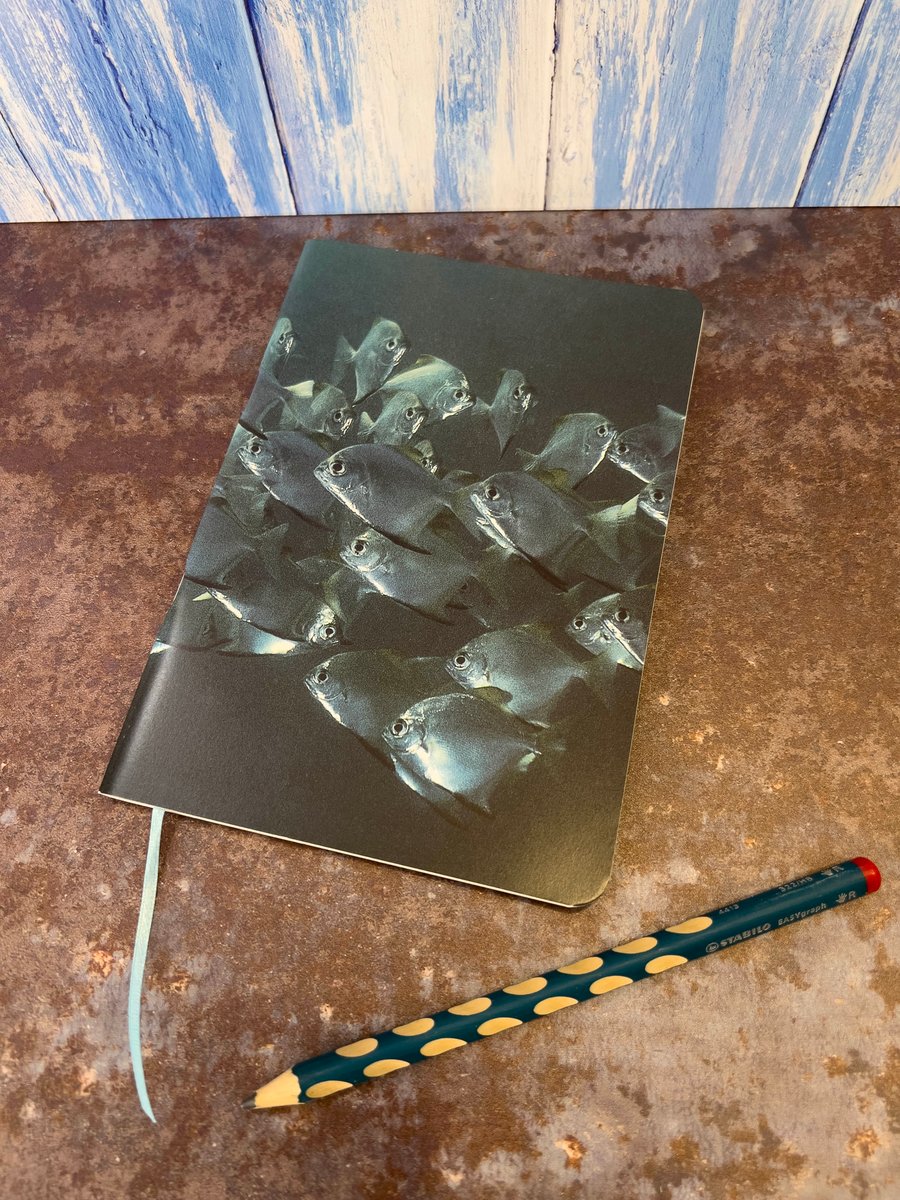 Notebook, Marine themed, A5 (ish), made from up-cycled and recycled materials.