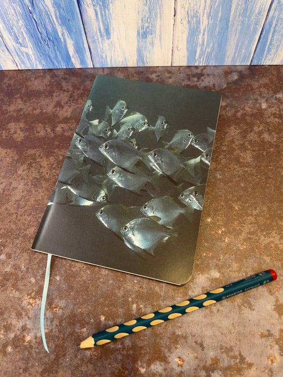 Notebook, Marine themed, A5 (ish), made from up-cycled and recycled materials.