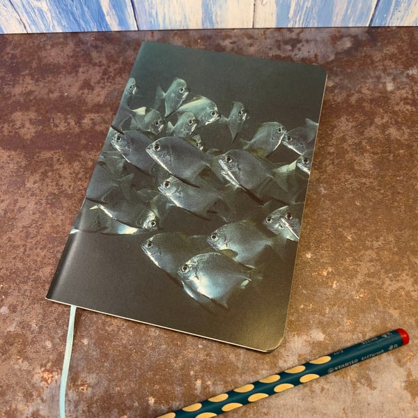 Notebook, Marine themed, A5 (ish), made from up-cycled and recycled materials.