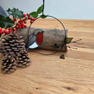 Handcrafted Stained Glass Robin Wreath Contemporary Bird Wall Art Decoration