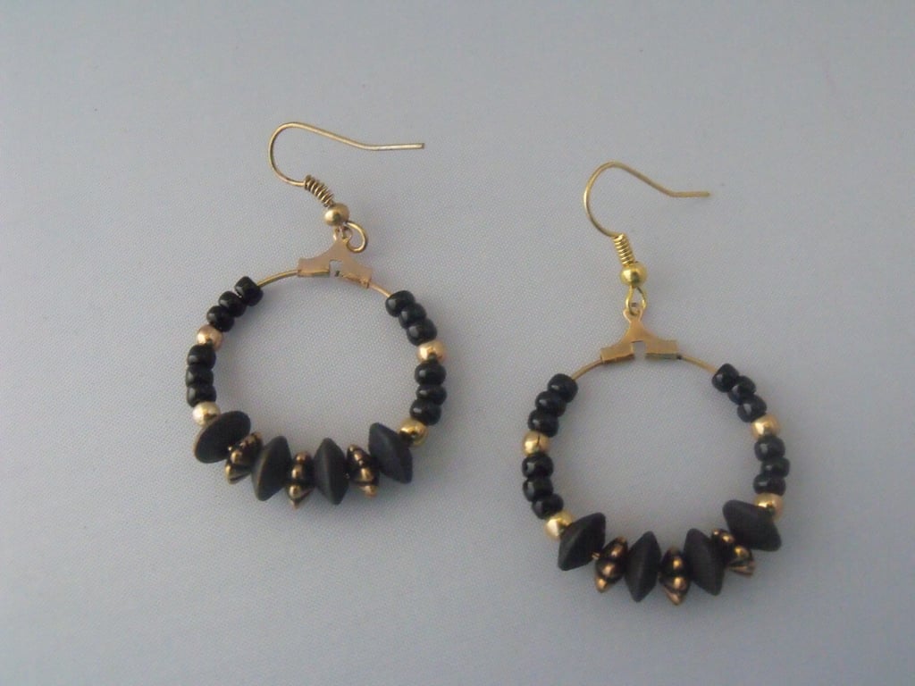 Black and Gold Hoop Earrings
