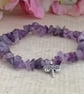 Amethyst chip stretch gemstone bracelet with dragonfly charm - Image 8