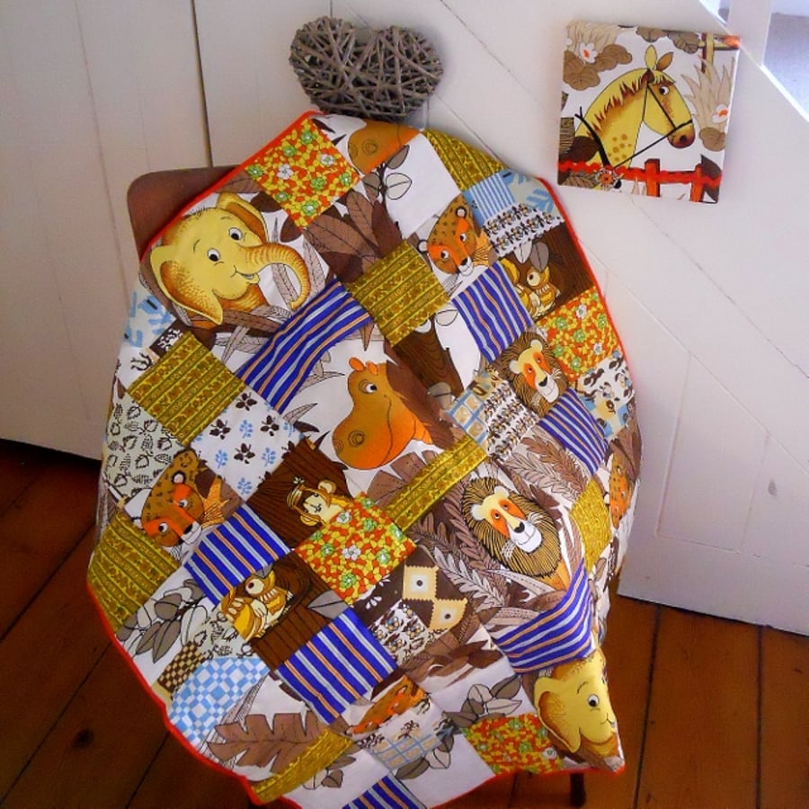 Vintage Fabric Quilt - child cot size 