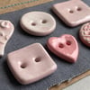 Buttons handmade Mixed set of Six ceramic pastel pink buttons