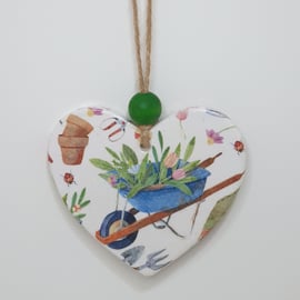 Gardening clay heart hanging decoration, gift for a gardener 