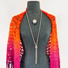 Large Handmade Crochet Shawl in Vibrant Sunset Colours