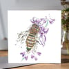 Honey Bee and Lavender Greeting Card 