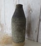 BOTTLE VASE hand-built stoneware pottery carved bottle in ash grey and green - Image 4