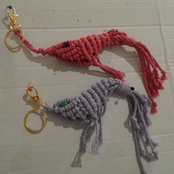 KEYRING - MACRAME  SHRIMP