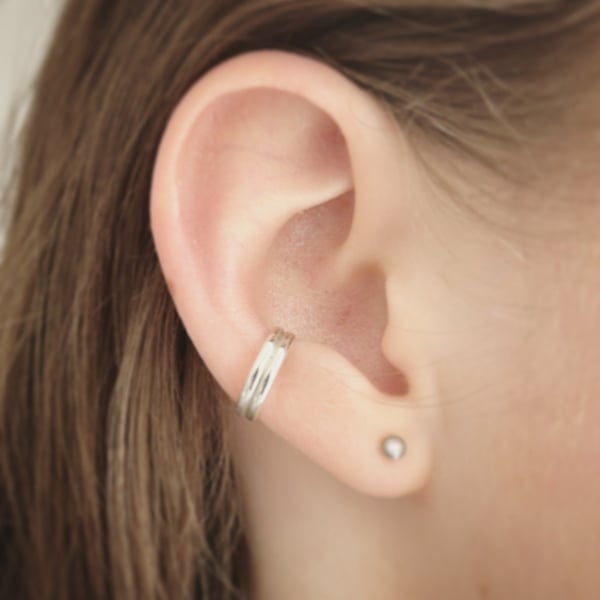 Double Band Sterling Silver Ear Cuff  
