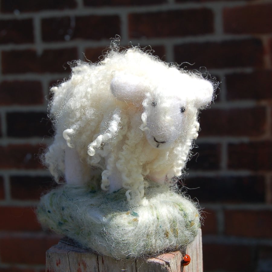 Needle Felt curly fleece Sheep,  wool Sheep, Sheep ornament, 