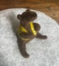 Handmade needle felted bear with green waistcoat 