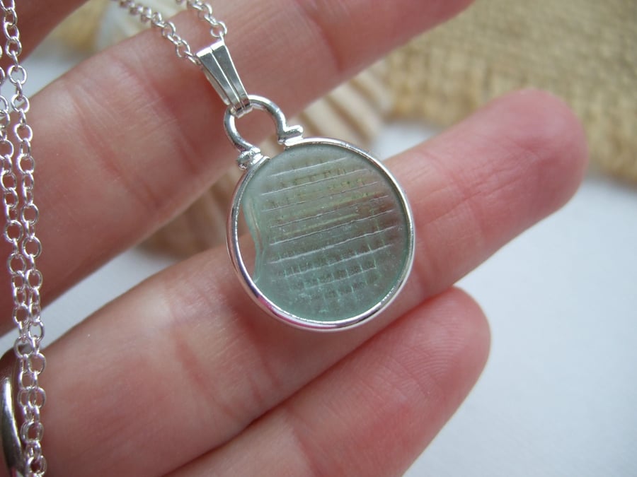 Japanese Sea Glass Ohajiki, Flat Marble Necklace, Beach Found Japan Sea Glass