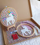 Unicorn Sewing craft kit - hand appliqued felt and embroidered hoop picture - Image 8