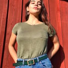 Hand made Green embossed leather belt