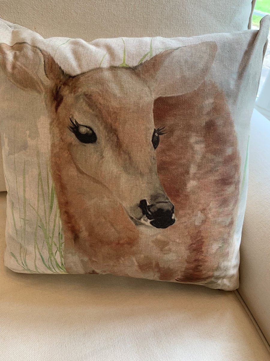Cushion Deer Print 45cm x 44cm on Natural