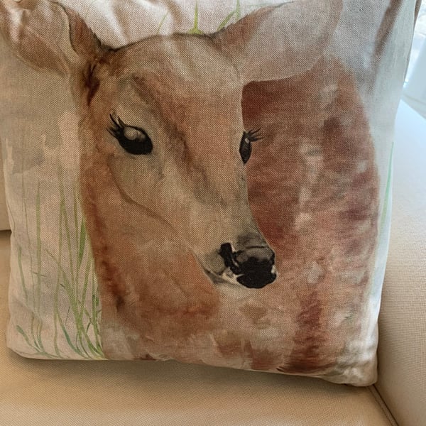 Cushion Deer Print 45cm x 44cm on Natural