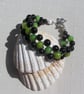 Black Onyx & Green Peridot Gemstone Woven Beaded Bracelet "Phillina" - Image 2