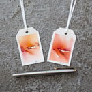Fiery Glow. Two Gift Tags. Original Watercolour 260180