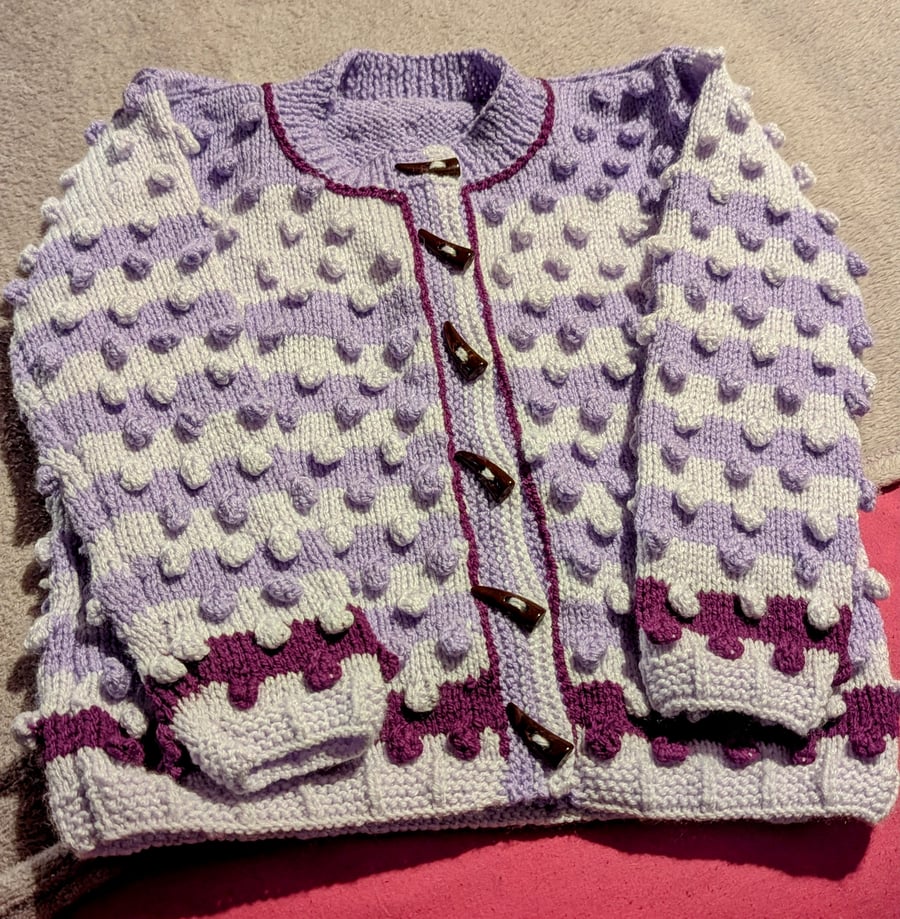 'Bilberry Delight' girls cardigan ages 6 to 7 years old