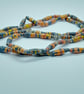 Handmade peach, grey and gold coloured paper bead necklace with agate accents. - Image 9