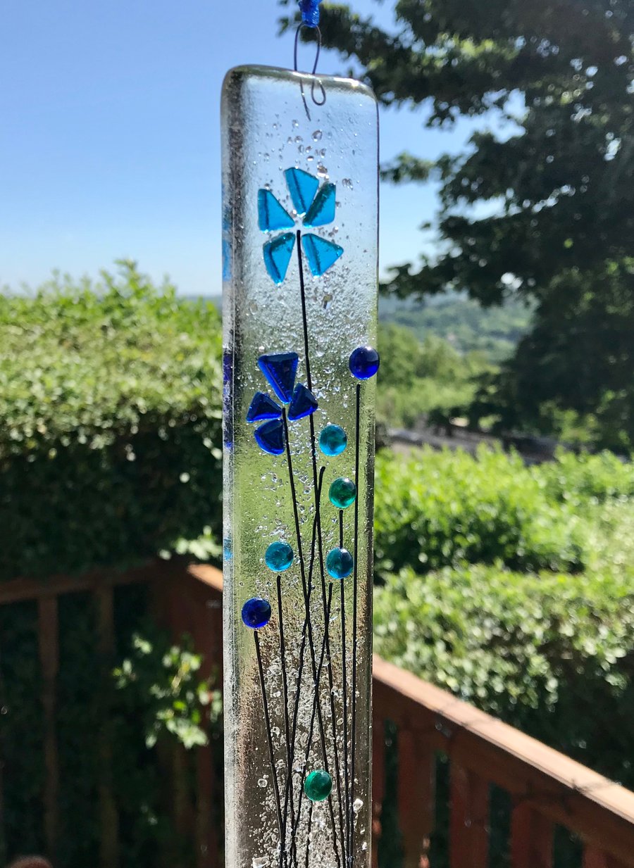 Fused glass suncatcher inspired by wild flowers
