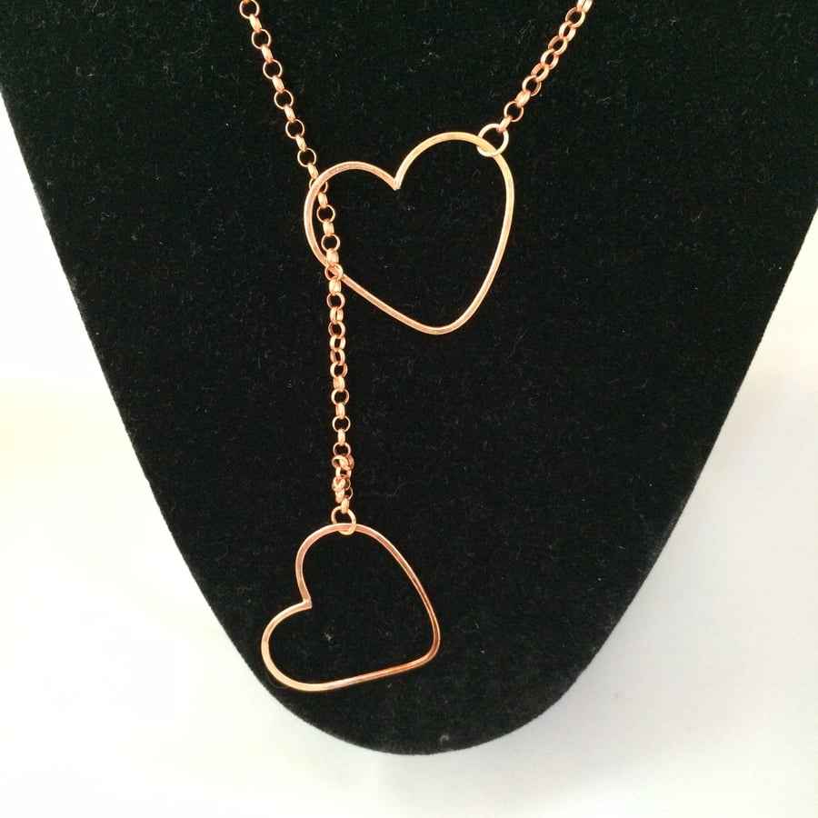 Copper hearts lariat
