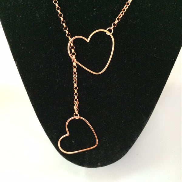 Copper hearts lariat