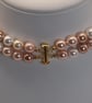 Double Strand Shell Pearl Choker Blush Pink Cream Ivory Gold Scroll Connector - Image 3