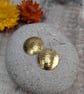 Brass Large Textured Domed Disc Earrings - JBJ1069 - Image 4