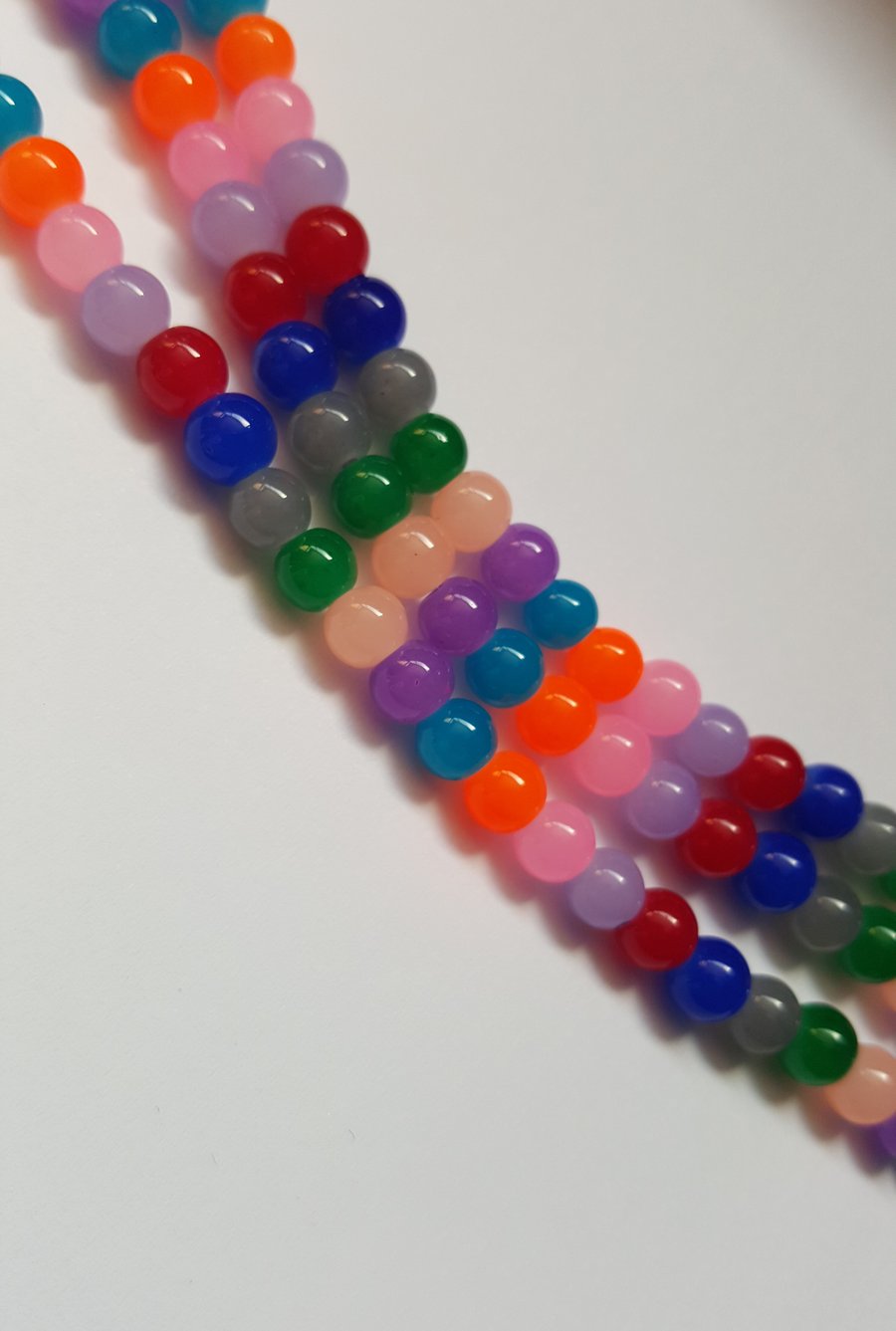 50 x Imitation Jade Glass Beads - Round - 6mm - Mixed Colour 