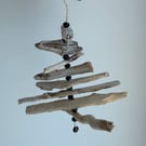 Driftwood Christmas Tree Decoration with Black Beads.