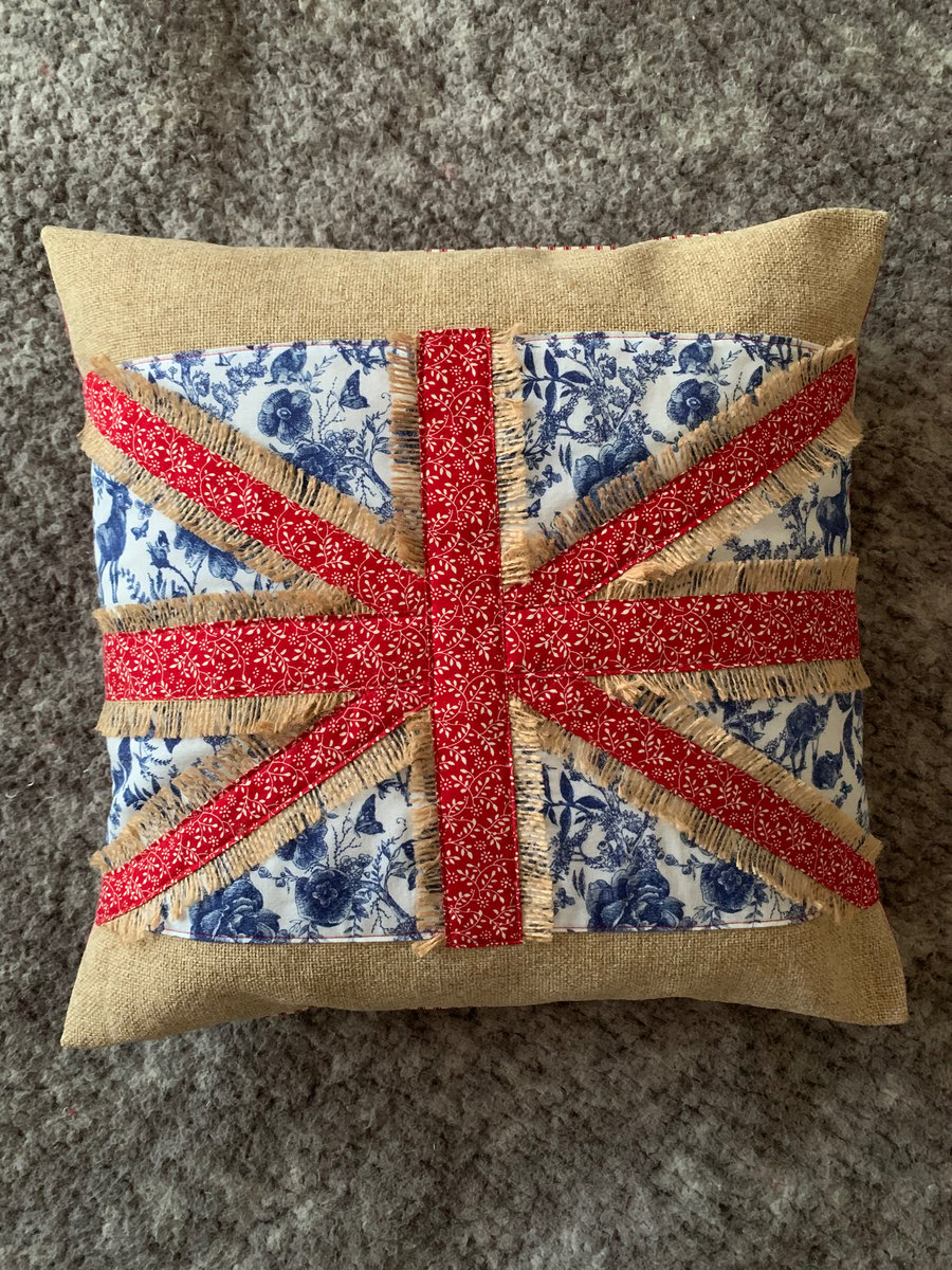 Union Jack Hessian Cushion Cover